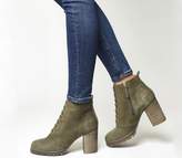 Thumbnail for your product : Office Loose Lipped Lace Up Ankle Boots Khaki Nubuck