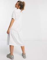 Thumbnail for your product : Daisy Street midaxi smock dress with tiered skirt and puff sleeves in cotton