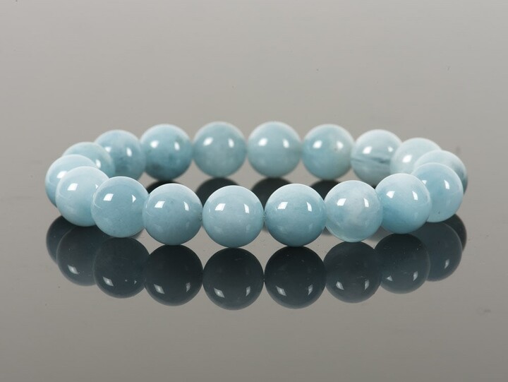 Etsy Aquamarine Bracelet Genuine Blue Aaa Handmade Gemstone Jewelry Stretch Beaded 11mm Aquamarine Statement Bracelet