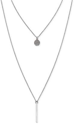 INC International Concepts Silver-Tone Pavandeacute; Double Layer Pendant Necklace, Created for Macy's