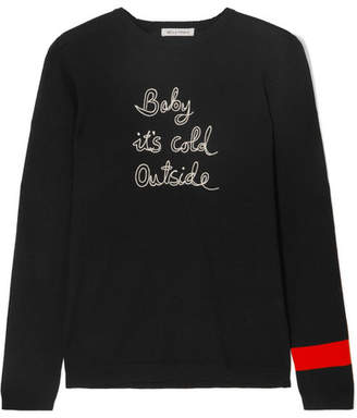 Bella Freud Baby It's Cold Outside Embroidered Wool Sweater