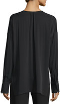Thumbnail for your product : Vince Keyhole-Front Long-Sleeve Silk Blouse