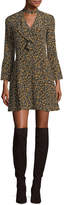 Thumbnail for your product : Derek Lam 10 Crosby Bell-Sleeve Cascade-Ruffle Printed Silk A-line Dress