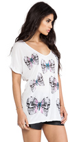 Thumbnail for your product : Lauren Moshi April Color Mini Skull Butterfly V-Neck Tee