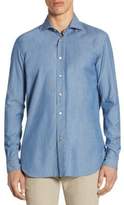 Thumbnail for your product : Luciano Barbera Textured Dyed Cotton Casual Button-Down Shirt