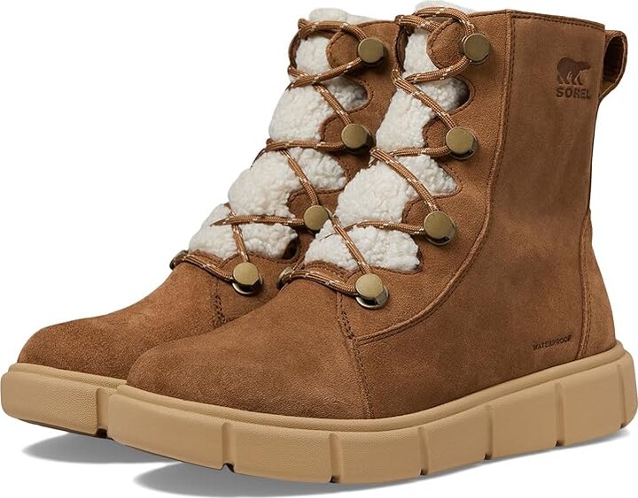 Sorel Explorertm III Joan Cozy Waterproof Women's Snow Shoes Velvet Tan/Canoe : 5 B - Medium, Rubber/Suede