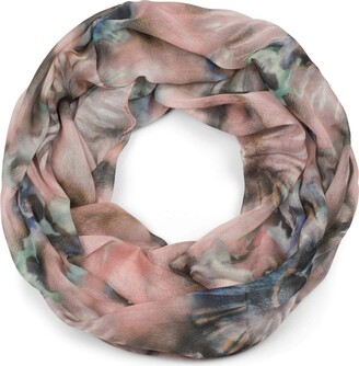 styleBREAKER Ladies Lightweight loop scarf with watercolour batik flower pattern