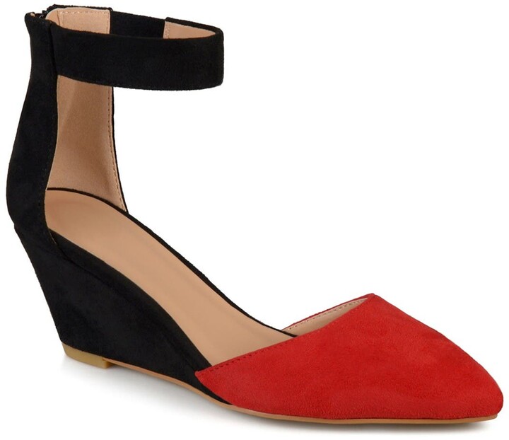 wedge court shoes with ankle strap