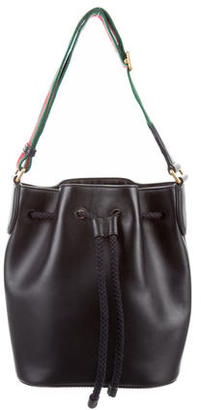 Gucci Linea B Medium Drawstring Leather Bucket Bag