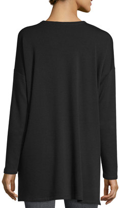 Eileen Fisher Tencel® Fleece Boxy Tunic, Black, Petite