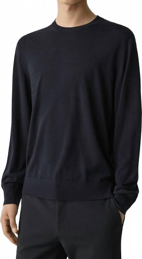 Theory Crew Neck Regal Wool Long Sleeve Pullover In Navy Blue