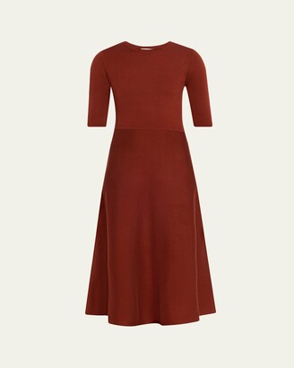 Gabriela Hearst Seymore Wool-Cashmere Short-Sleeve Midi Dress