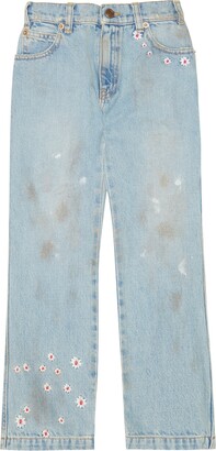 Ssense Bambina Abbigliamento Pantaloni e jeans Jeans Jeans skinny Kids Blue Embroidered Flowers Skinny Jeans 
