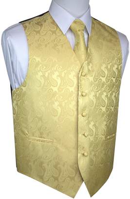 Brand Q Men's Tuxedo Vest, Tie & Pocket Square Set- Paisley-M