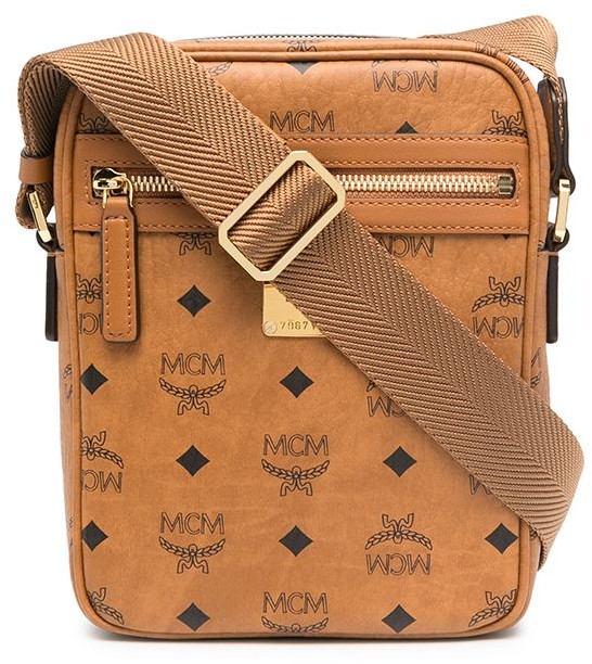 MCM Crossbody Bag Leather Brown Cognac for Men