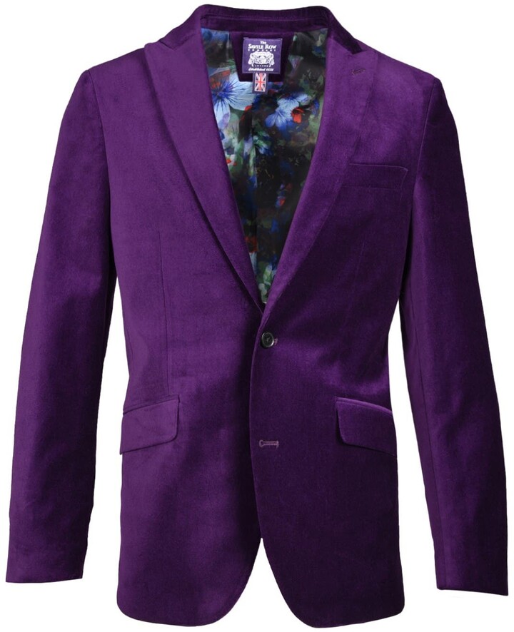 Savile Row Eggplant Peak Lapel Slim Fit Velvet Blazer ShopStyle