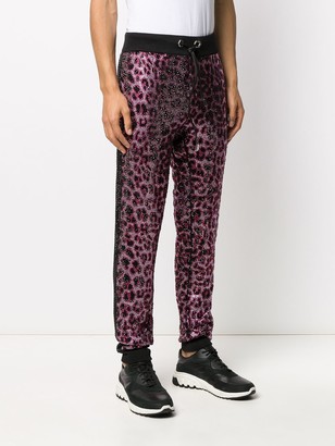 Philipp Plein Pink Paradise crystal-embellished leopard sweatpants