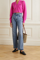 Thumbnail for your product : LoveShackFancy Avignon Cropped Appliqued Ribbed Cashmere Cardigan