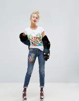 Thumbnail for your product : Iceberg Heart Patch Low Rise Slim Leg Jeans