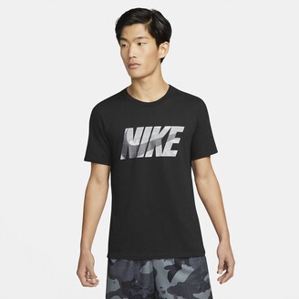 Nike Logo Print Gym T-Shirt in Cotton Mix with Short Sleeves - ShopStyle