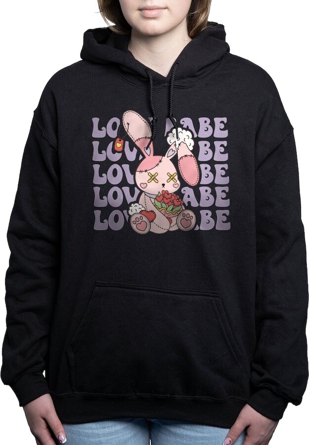 CafePress Love Babe Valentine Bunny Sweatshirt Women's Dark Pullover Hoodie Sweatshirt Black