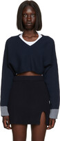 Thumbnail for your product : Filippa K Navy Cropped Warm-Up Sweater