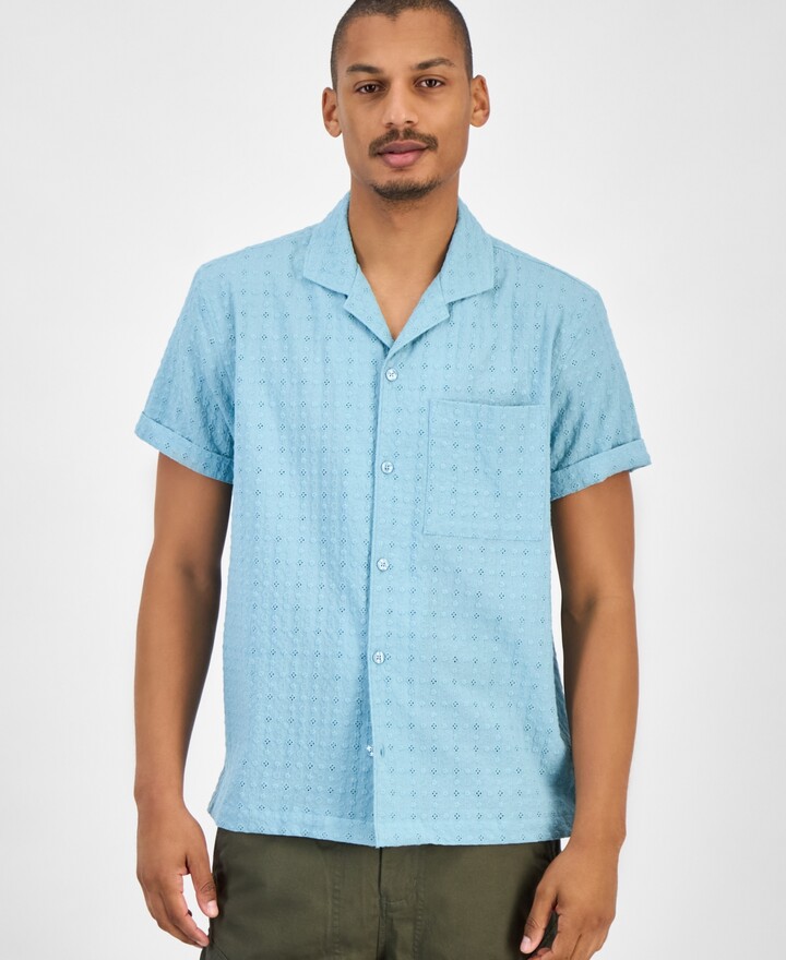 Sun + Stone Men's Eyelet Camp Shirt, Macy's Exclusive