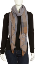 Thumbnail for your product : Neiman Marcus Windowpane Wool Scarf, Fog Gray