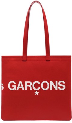 Comme des Garcons Logo-Print Leather Tote Bag