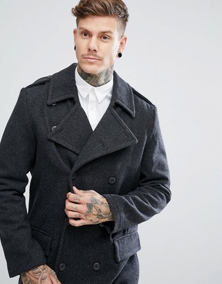 Weekday Major Military Overcoat Wool Double Breasted Belted