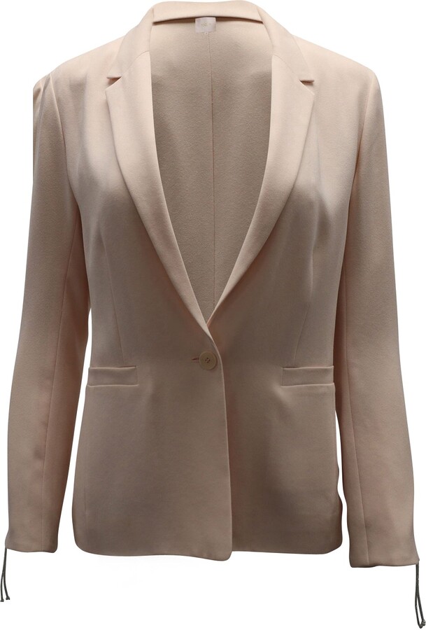 Maje Crepe Single-Breasted Jacket in Peach Acetate