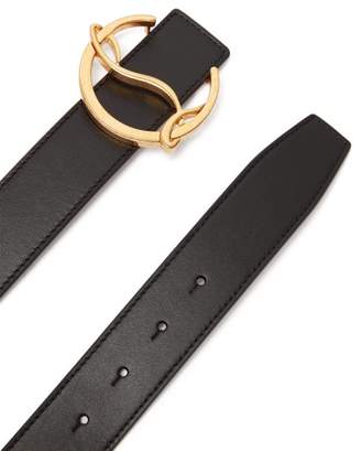 Christian Louboutin Logo Buckle Leather Belt - Womens - Black Gold