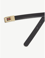 Thumbnail for your product : Gucci Mens Black and Gold GG Plaque Leather Belt, Size: 30