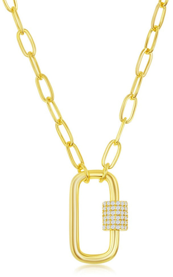  14k Yellow Gold Vermeil Oval Carabiner Lock Jewelry