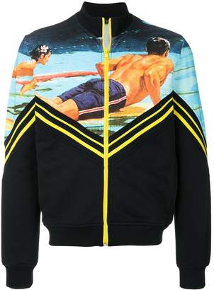 No.21 surfer print zip-up sweatshirt