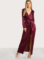 Thumbnail for your product : Shein Front Twist Split Satin Wrap Dress