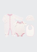 Thumbnail for your product : Rachel Riley Girl's Welcome Baby Heart-Print Footie Set, Size Newborn-12M