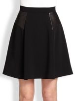 Thumbnail for your product : Rag and Bone 3856 Rag & Bone Gayle Leather-Paneled Crepe Skirt