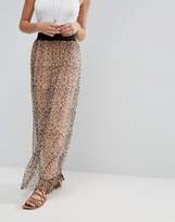 Thumbnail for your product : ASOS Mesh Maxi Skirt In Animal Print