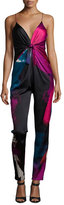 Thumbnail for your product : Diane von Furstenberg Rylen Tie-Front Stretch-Silk Jumpsuit, Virtuoso Amethyst