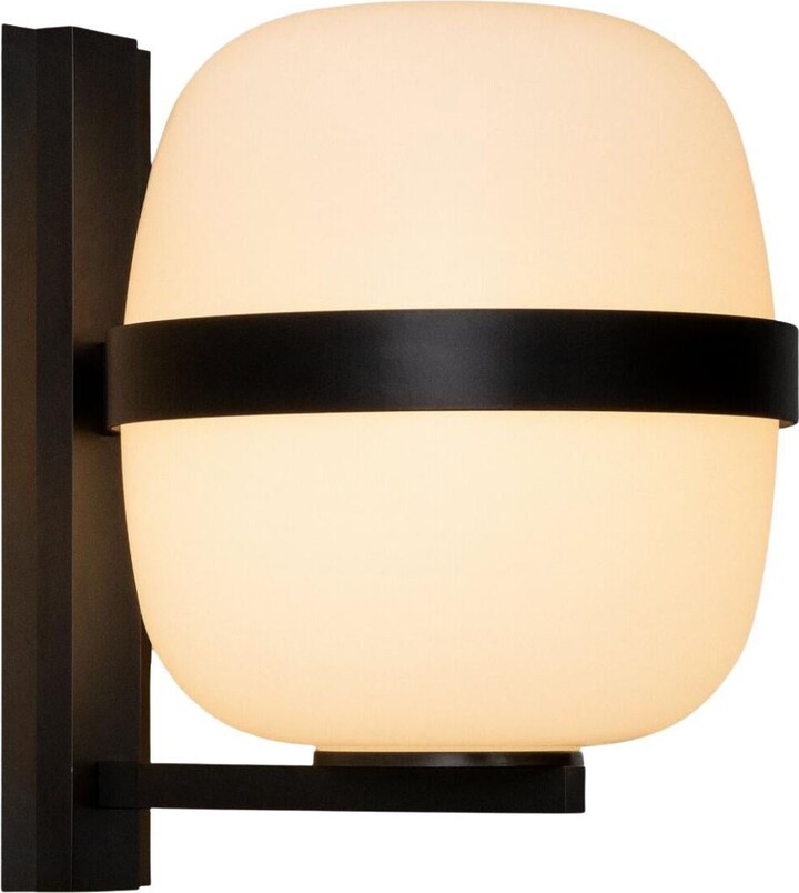 Miguel Mila 'wally Cestita' Wall Lamp In Opal Glass And Black For Santa & Cole