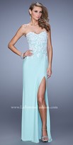 Thumbnail for your product : La Femme Beaded Contrast Lace Applique Prom Dress