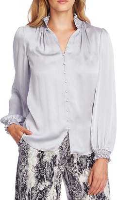Vince Camuto Textured Smock Detail Long Sleeve Blouse