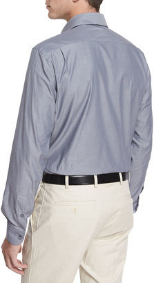 Ermenegildo Zegna Solid Chambray Long-Sleeve Shirt, Dark Gray