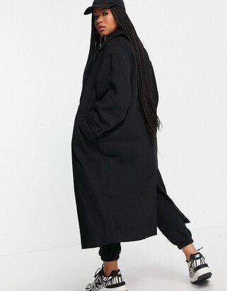 ASOS Curve DESIGN Curve oversized twill maxi coat in black
