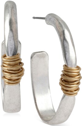 Robert Lee Morris Soho Medium Two-Tone Wire-Wrapped Oval Hoop Earrings