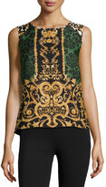 Thumbnail for your product : Laundry by Shelli Segal Filigree Floral-Print Combo Top, Olive Multi