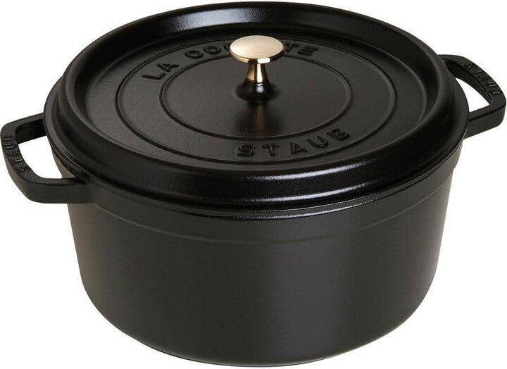 Staub Cast Iron 7-qt. Round Cast Iron Dutch Oven in Black with Lid