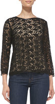 Thumbnail for your product : Joie Antonina Leather-Trim Lace Top