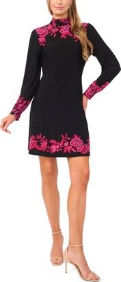 CeCe Collared Bow Neck Puff Sleeve Knit Dress Women's Dress Rich